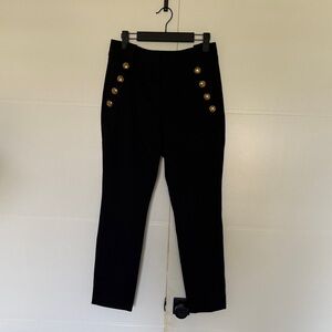 WHBM Sz 6 Jolie Black Pants with Gold Buttons